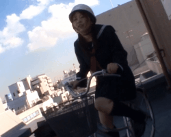 松島リナがサドルオナニーでイク瞬間